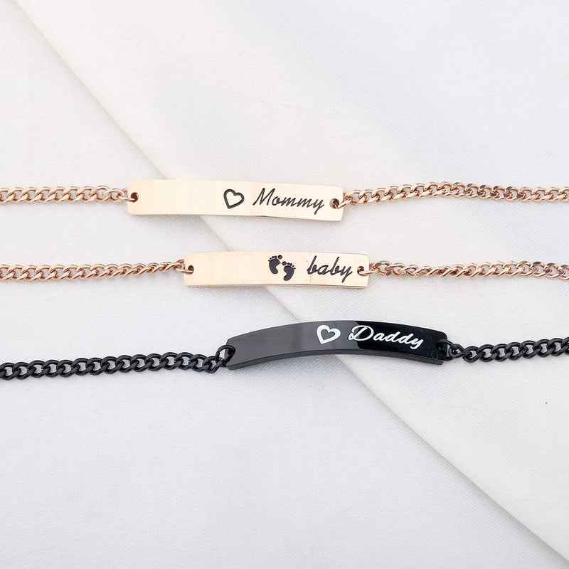 WUSUANED Sn&Daughe&Mommy Bracelet Baptism Bracelet Mom Family Bar Bracelet Set Gift for New Mom&Newborn - Image 3